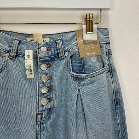 Madewell Superwide Leg Jeans Cather Wash Button Front Blue High Rise US 26 NWT - Picture 11 of 16